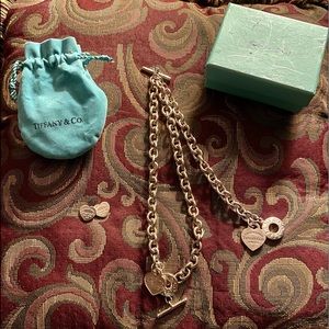 Tiffany & Co heart tag toggle 3 PCs set. Necklace, bracelet, earrings w/bag/box